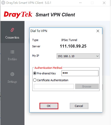 a screenshot of Windows Smart VPN Client Connection Status